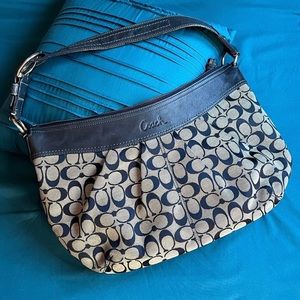 Coach Purse SOHO hobo F13741 navy blue signature leather